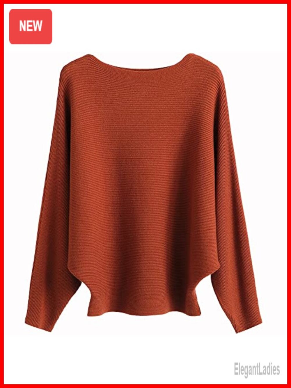 Oversized Boat Neck Batwing Knitted Sweater Pullover